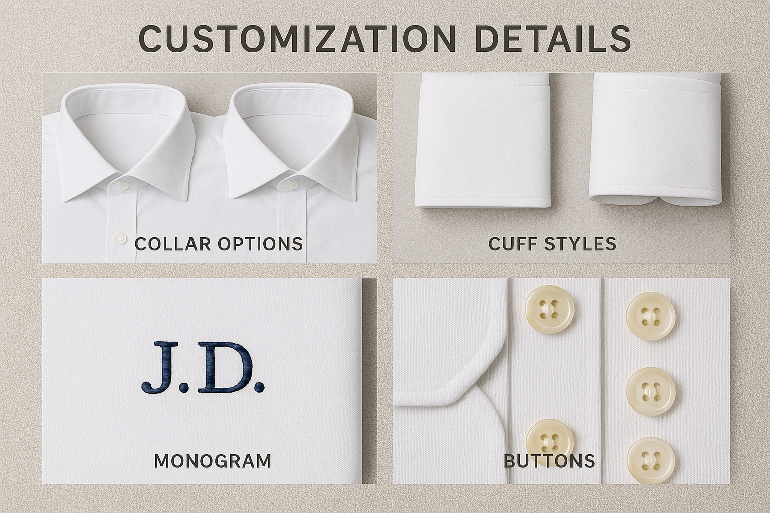 Kişiselleştirme Detayları: Yaka Tipi, Manşet, Monogram ve Düğme Seçimi