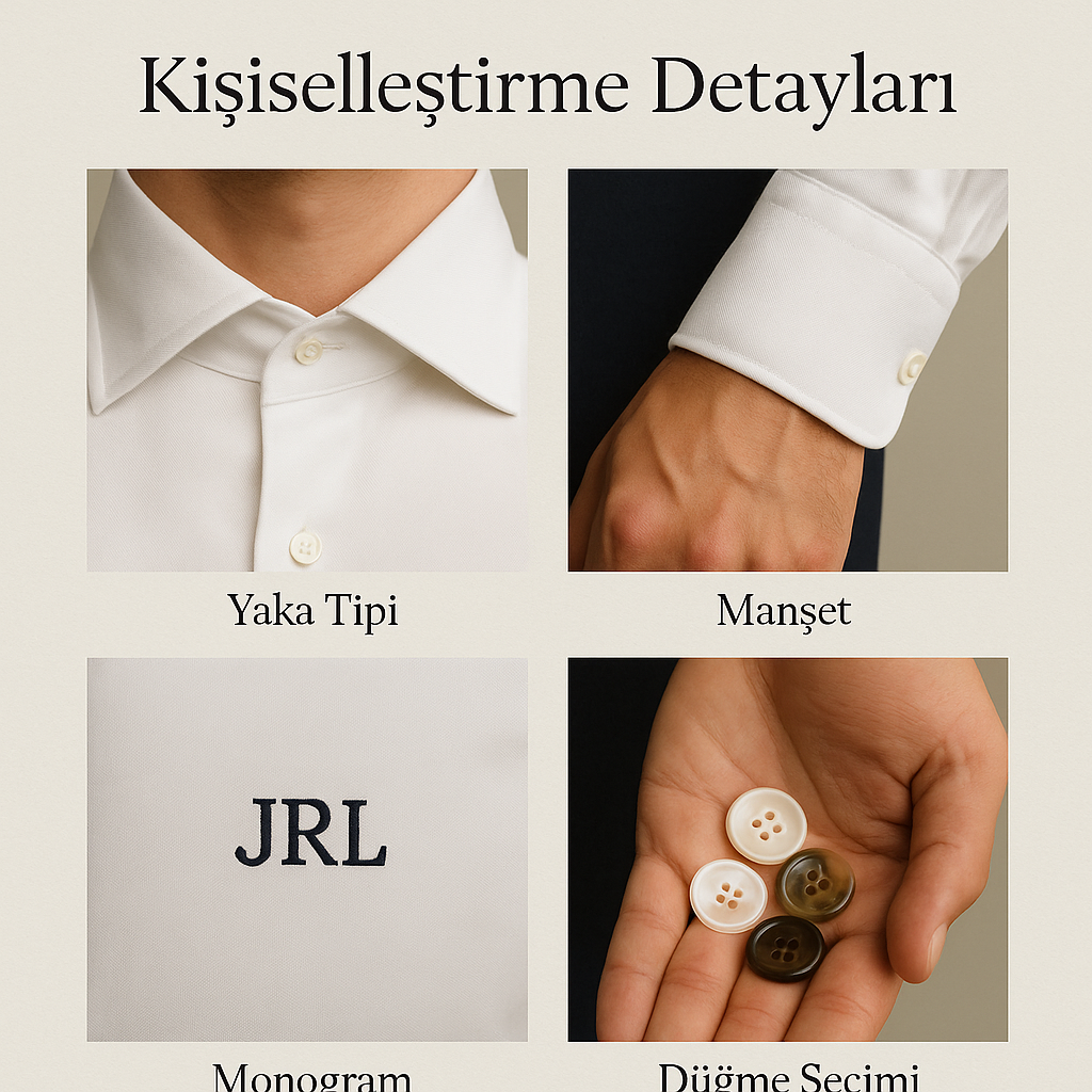 Personalization Details: Collar Type, Cuff, Monogram and Button Selection